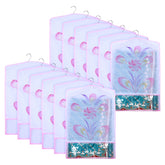 Kuber Industries Hanging Saree Cover | Brush Painting Pattern Saree Cover | Non-Woven Saree Covers for Home | Saree Cover with Small Transparent view | Pack of 12 | Pink